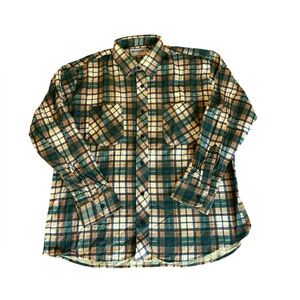 Wilderness Vintage Plaid Flannel Button Down Shirt Cotton Blend Mens Large NWOT